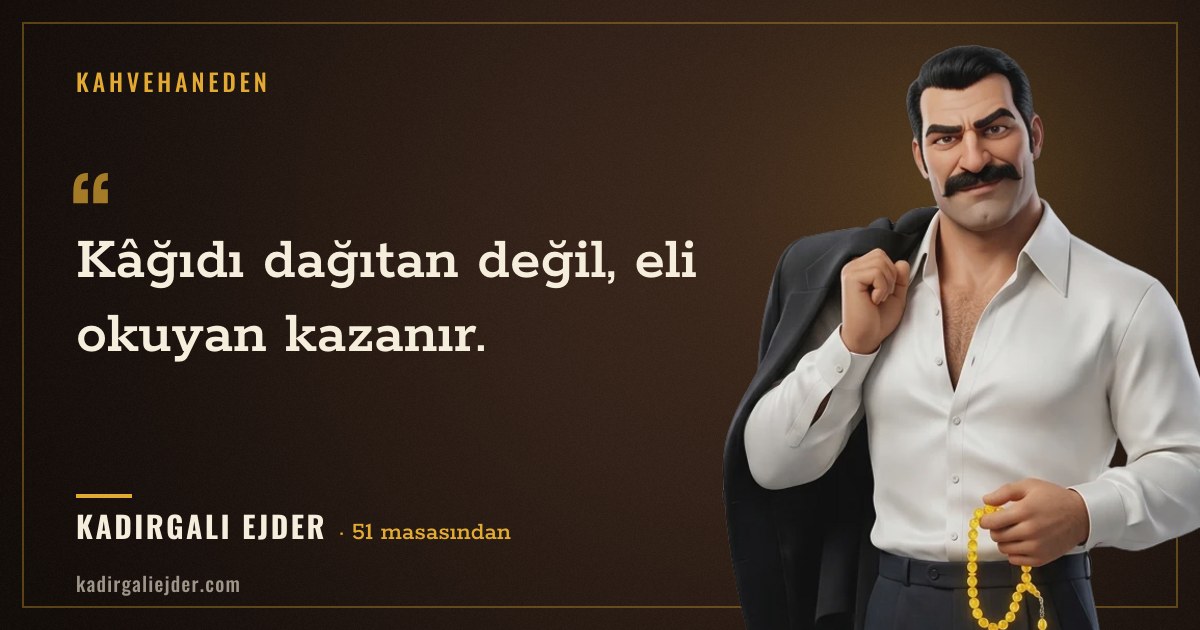 Kadırgalı Ejder söz kartı: Kâğıdı dağıtan değil, eli okuyan kazanır.